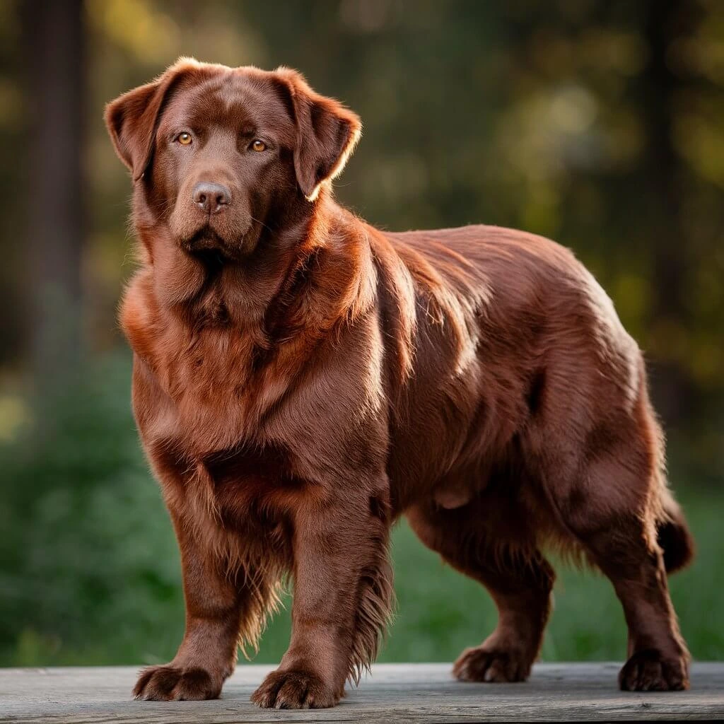 A close-up of a fox red Labrador Retriever.