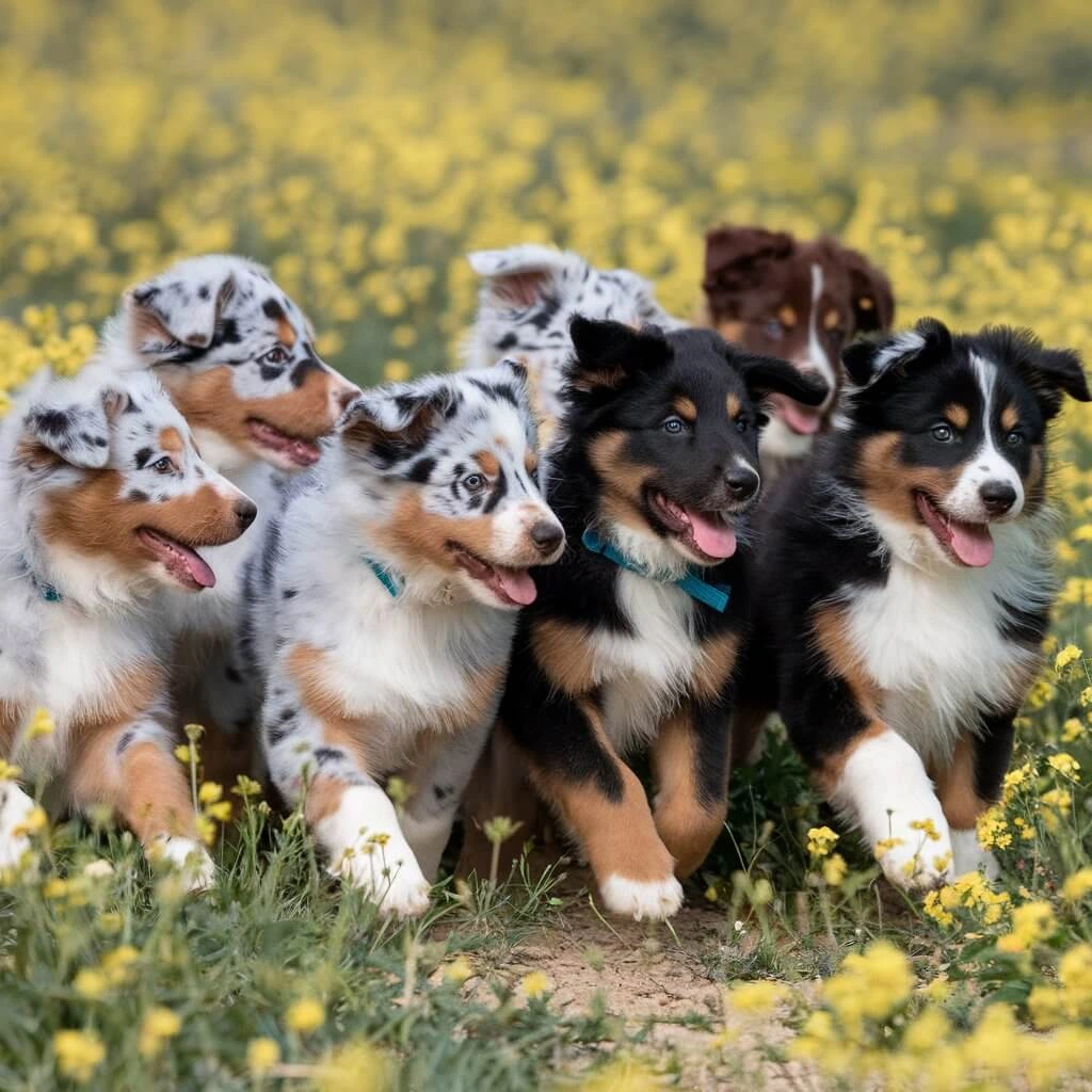 Adorable Australian Shepherd Puppy Playing Outdoors