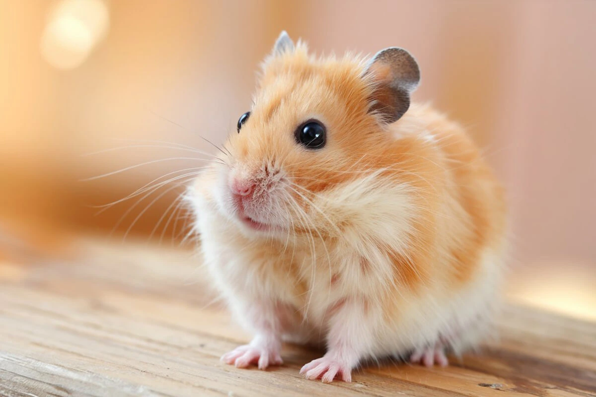 Close-up of a golden Syrian hamster.