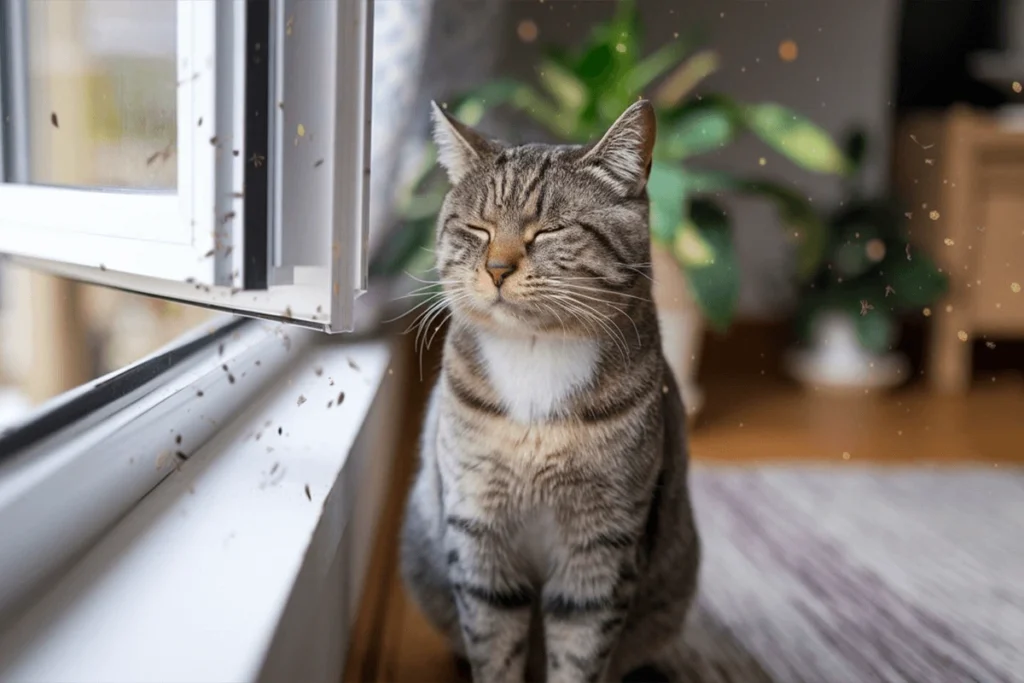 pollen visible in the air