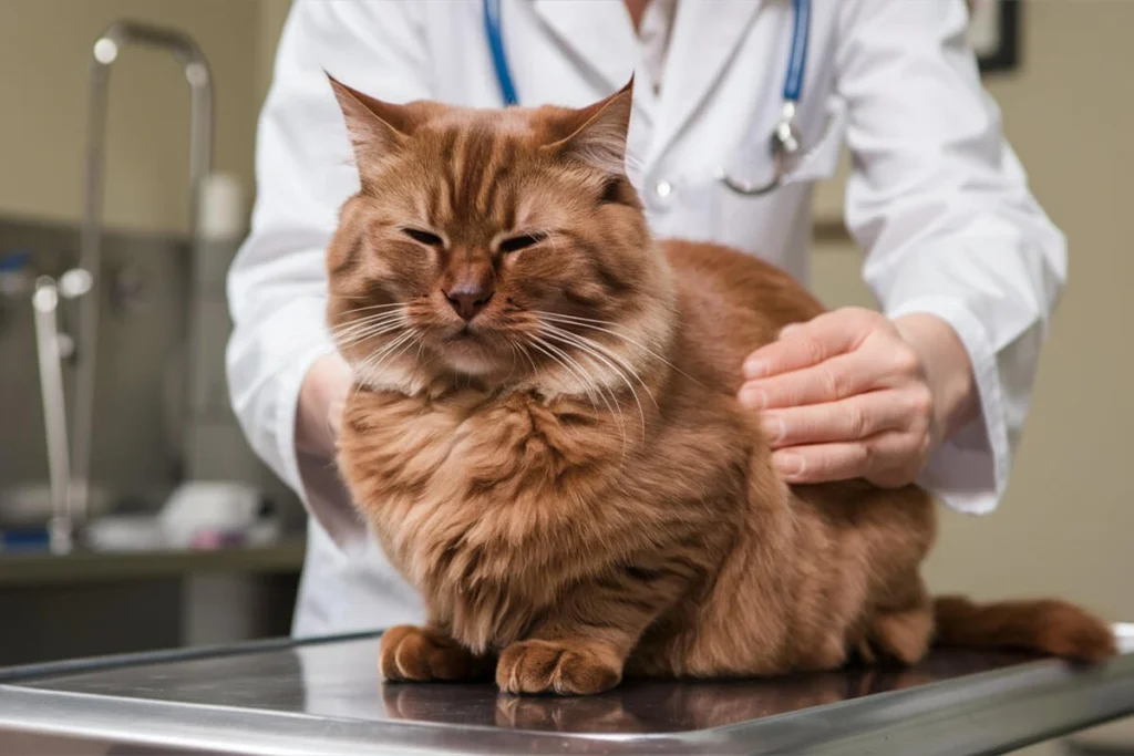  Veterinarian examining a beautiful Feline.