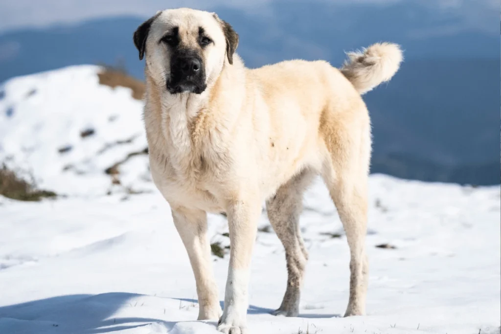 Anatolian Shepherd in Snowy Landscape