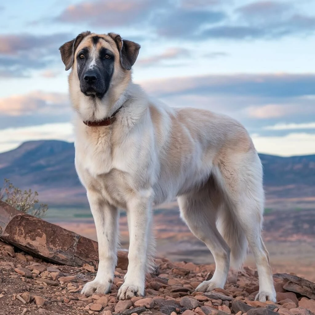 Anatolian Shepherd Portrait on Rocky Terrain