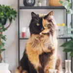 Chimera cat sitting near lab beakers during DNA testing